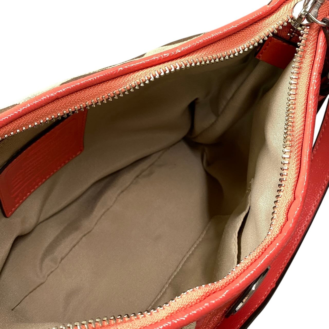 f12《美品》 COACH コーチ 2Way シグネチャー ワンハンドル バッグ Signature Top handle Bag F1321 / F23544 ピンク ベージュt18r