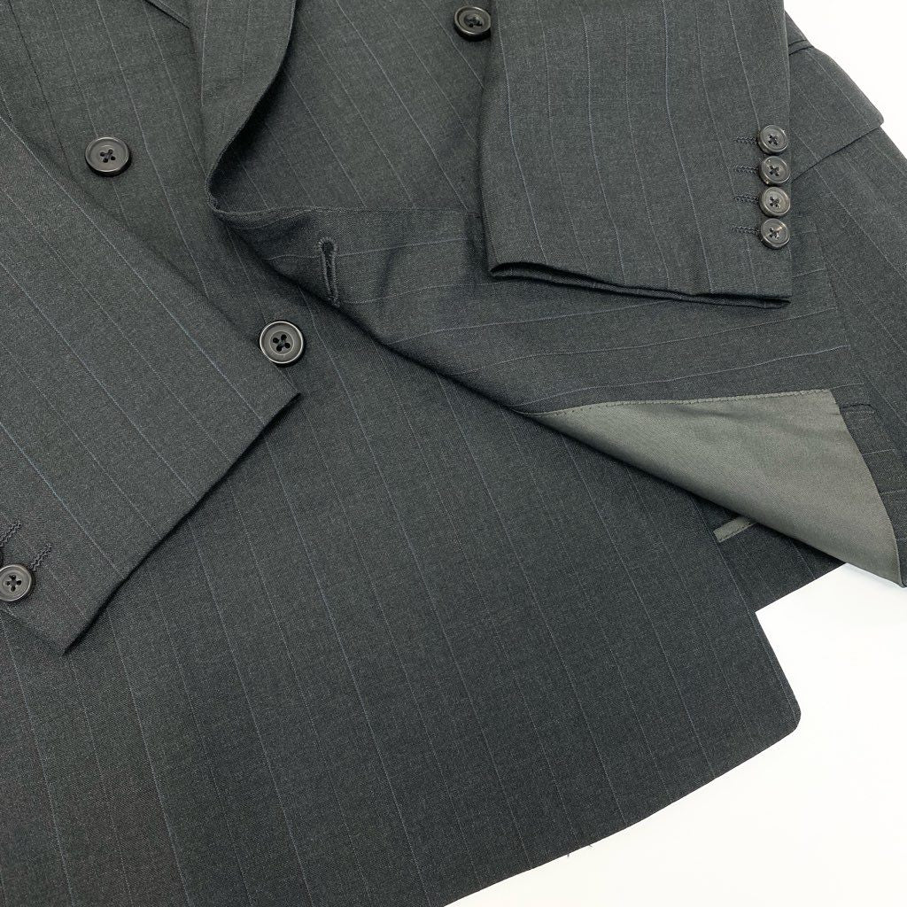 16a27 Burberrys バーバリーズ スーツセットアップ テーラードジャケット スラックスパンツ ストライプ 94-84-165 AB4 グレー ウール100％ メンズ 男性用o07t