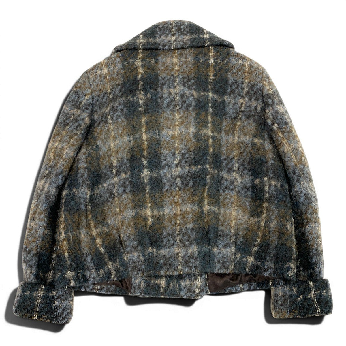 46f11 Max Ｍara STUDIO マックスマーラ ストゥディオ ダブルブレスト ウールジャケット ハーフコート チェック柄 サイズ44 マルチカラー レディース 女性用u02t