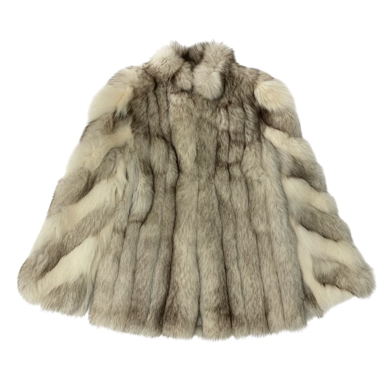 78a14 SAGA FOX サガフォックス 銀サガ 斜め段 極厚 ブルーフォックス コート サイズ10 ホワイト 最高級本毛皮 Fox Fur Coatt18r