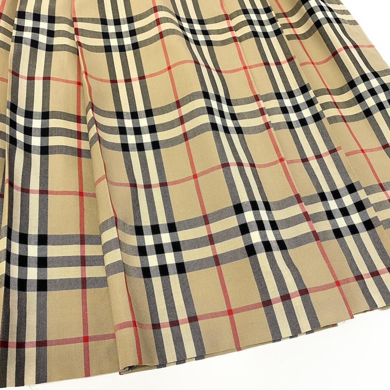 67e7 Burberry‘s バーバリー ノバチェック タックスカート ミディ丈 FX003-625 ベージュ サイズ13 ウール100％ レディース 女性服u02t