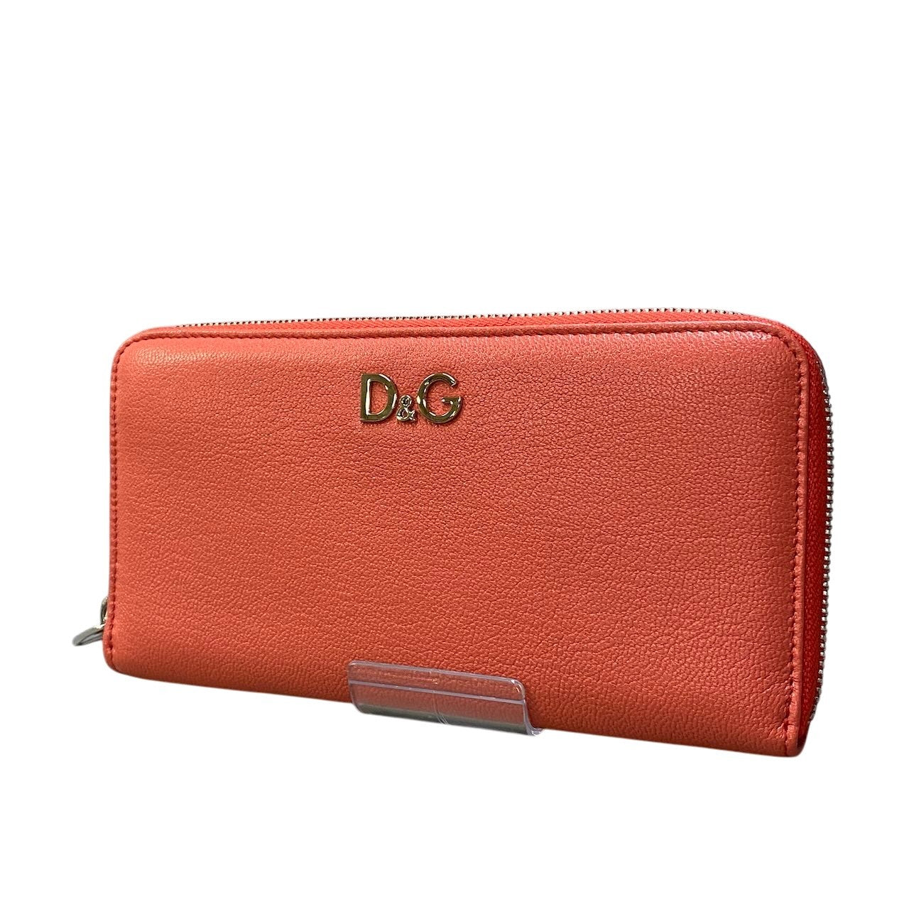 e16 D&G DOLCE&GABBANA ドルチェアンドガッパーナ 長財布 ラウンドジップウォレット レザー財布 ピンク系 レザー レディース 女性用u02t