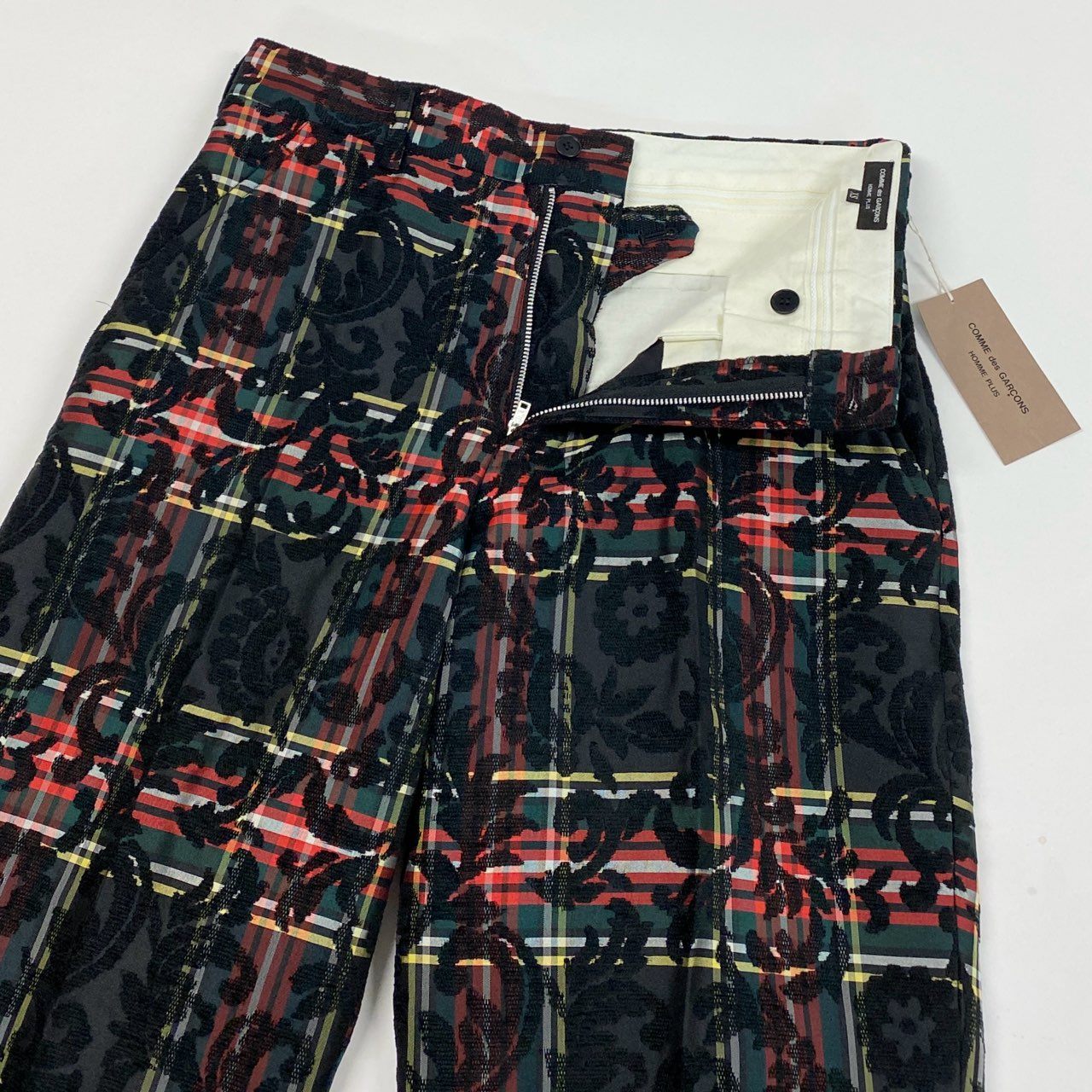 72b10 COMME des GARCONS HOMME PLUS コムデギャルソンオムプリュス スラックスパンツ AD2012 フラワーレース タータンチェック PJ-P044 XSサイズ マルチカラー メンズ 男性用k02i