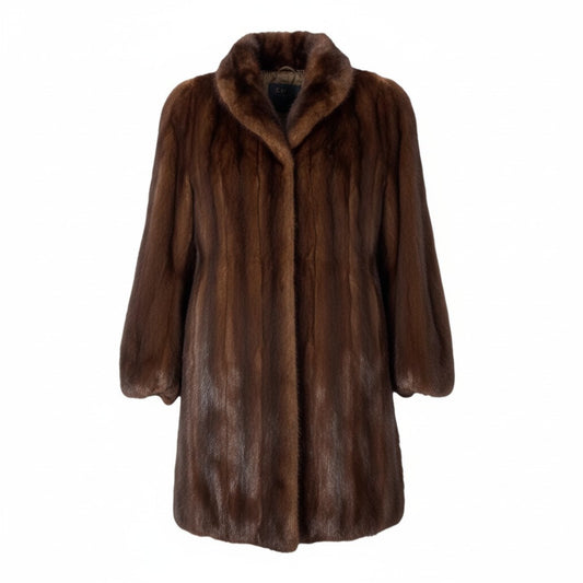 72L9 SAGA MINK サガミンク 銀サガ マホガニーミンク ロングコート サイズF ブラウン 本毛皮 MINK FUR 裏地刺繍t18r