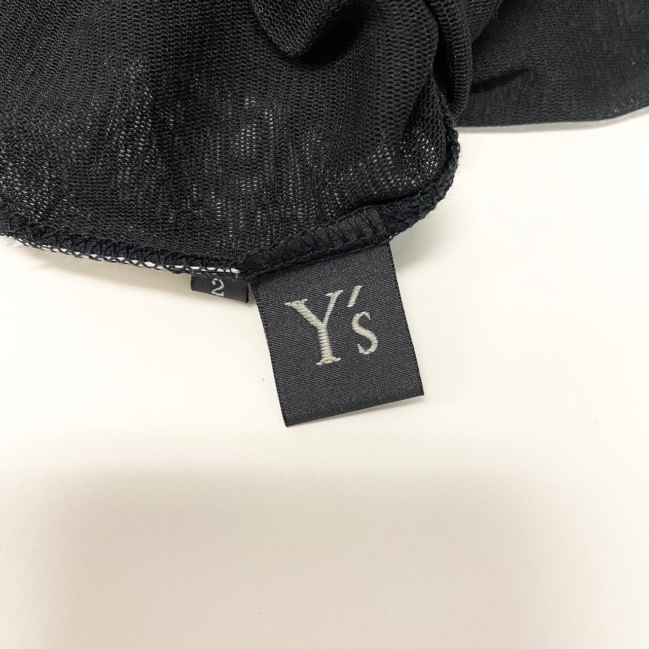 Ae26 【美品】 Y's ワイズ YOHJI YAMAMOTO ヨウジヤマモト アシンメトリー シアーメッシュ カットソー YN-T01-959 サイズ2 ブラック ポリエステル100％ レディース 女性服u02t