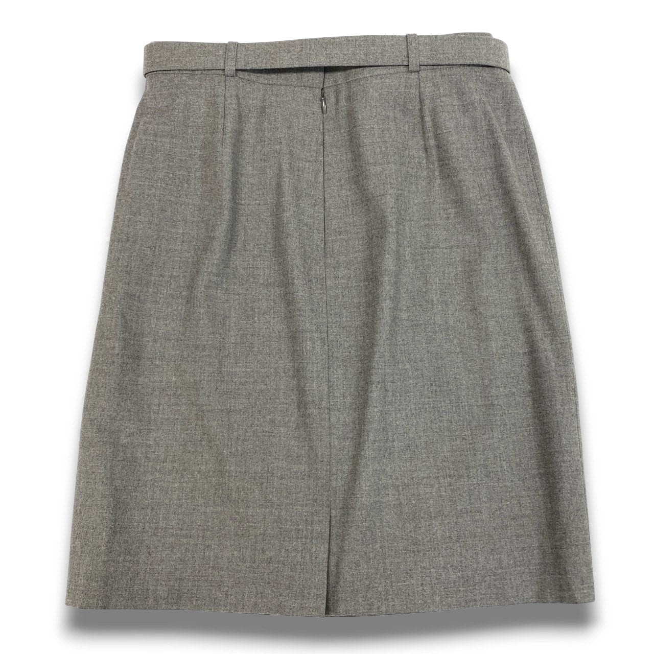 28b20 Vintage CELINE セリーヌ ロゴベルト付き タイトスカート 膝丈 46 グレー フランス製 大きいサイズu02t