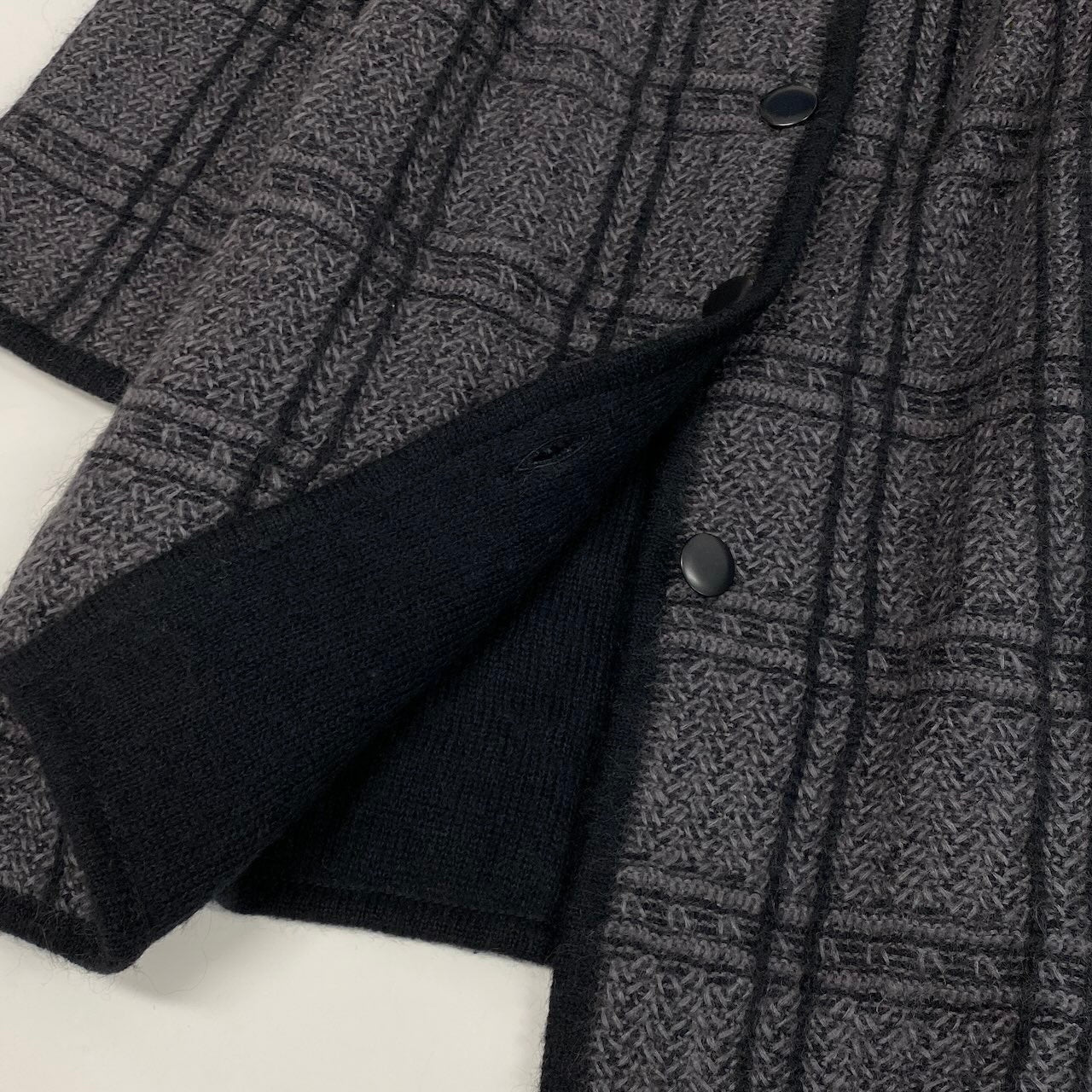21d18 Christian Dior クリスチャンディオール ロングスリーブ ニットカーディガン ミディアム丈 総柄 Mサイズ グレー系 レディース 女性用u02t