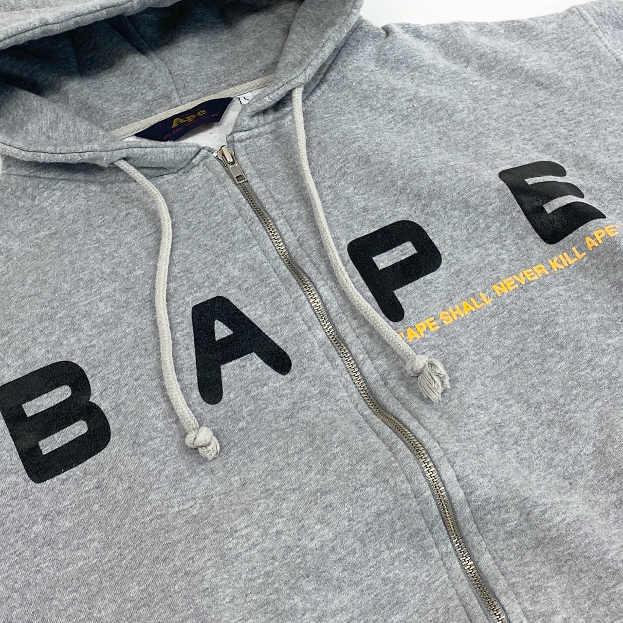 49f2 A BATHING APE アベイシングエイプ 初期 ジップパーカー ロゴジップフーディ トップス バックプリント VINTAGE ヴィンテージ Lサイズ グレー コットン