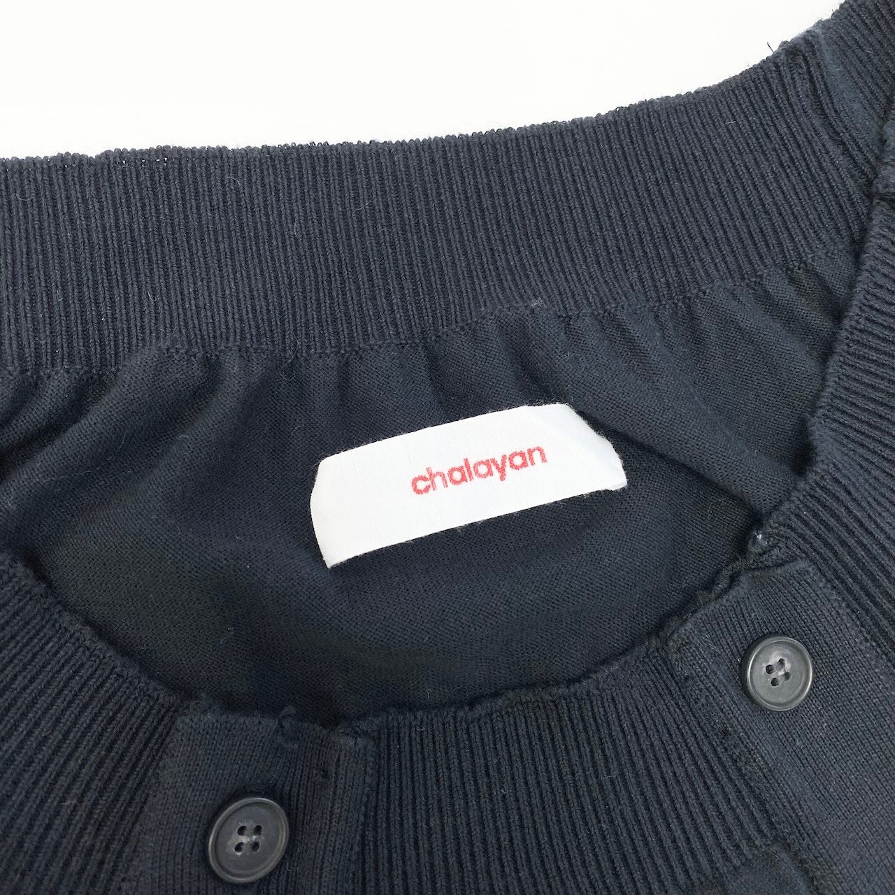 84c19 chalayan フセイン チャラヤン オフショルダーニットセーター カーディガン ボタンデザイン チップス Sサイズ ブラック レディース 女性用u02t