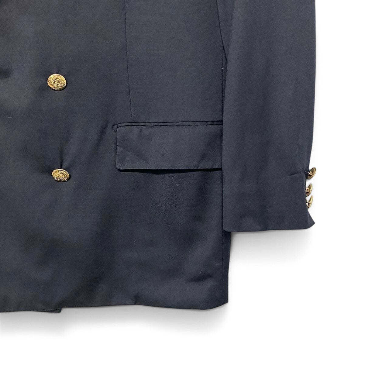 37h31 LANVIN PARIS ランバン テーラードジャケット Super100's ダブルブレスト 金ボタン サイズ52 ネイビー メンズ 紳士服o07t