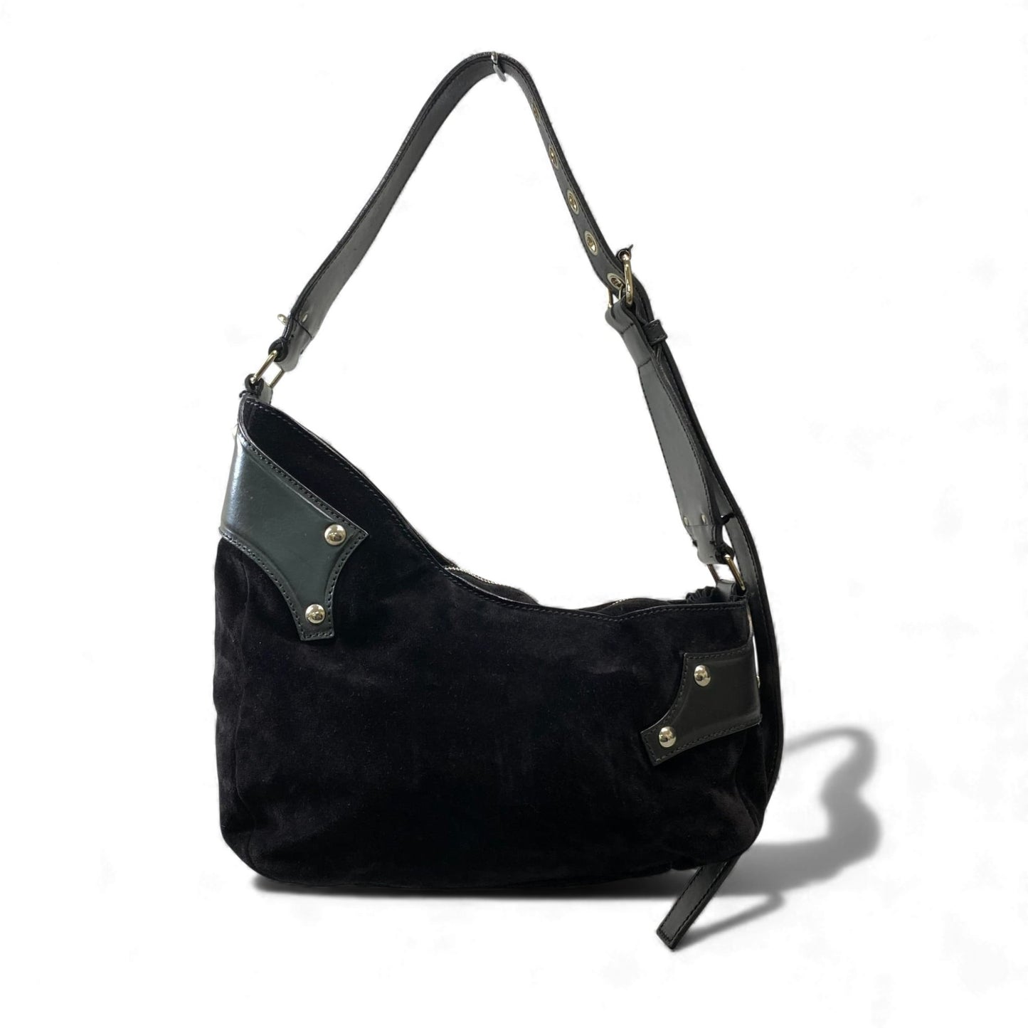 L10 Helmut Lang ヘルムートラング Archive Black Suede leather oneshoulder bag fringe detail unisex アーカイブk02i