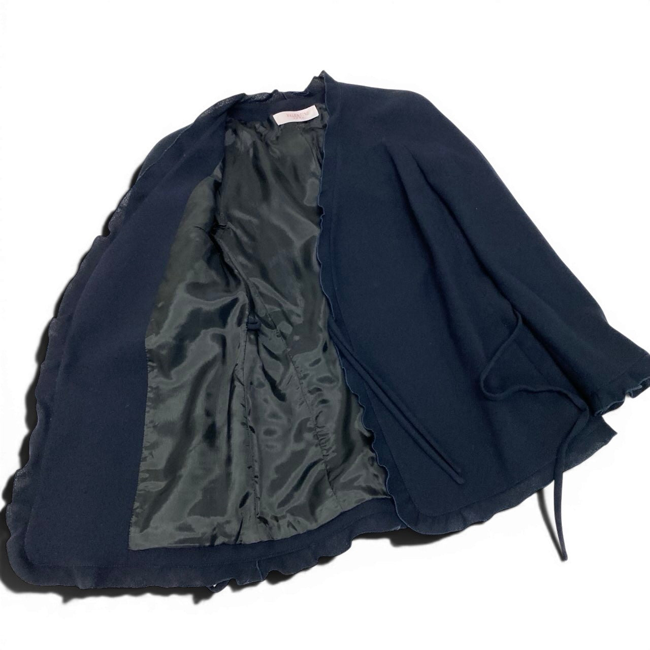 89g20 VALENTINO ROMA ヴァレンティノ セットアップ パンツスーツ フォーマル フリルジャケット  サイズ38/4 ブラック レディース フォーマルu02t
