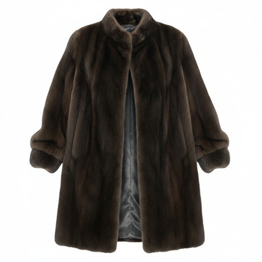 52f10 BLACK GLAMA ブラックグラマ ダークミンク ロングコート サイズF ブラックブラウン 最高級本毛皮 Mink Fur Long Coatt18r