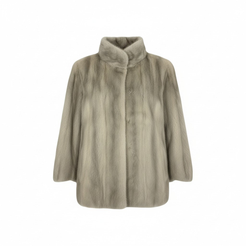 77L10 Lupian Furs サファイアミンク ファーコート サイズ11号 シルバーグレー 本毛皮 MINK FUR ポケット有t18r