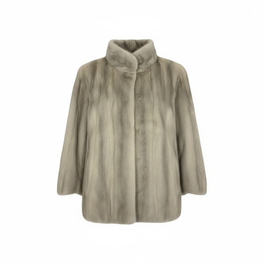 77L10 Lupian Furs サファイアミンク ファーコート サイズ11号 シルバーグレー 本毛皮 MINK FUR ポケット有t18r