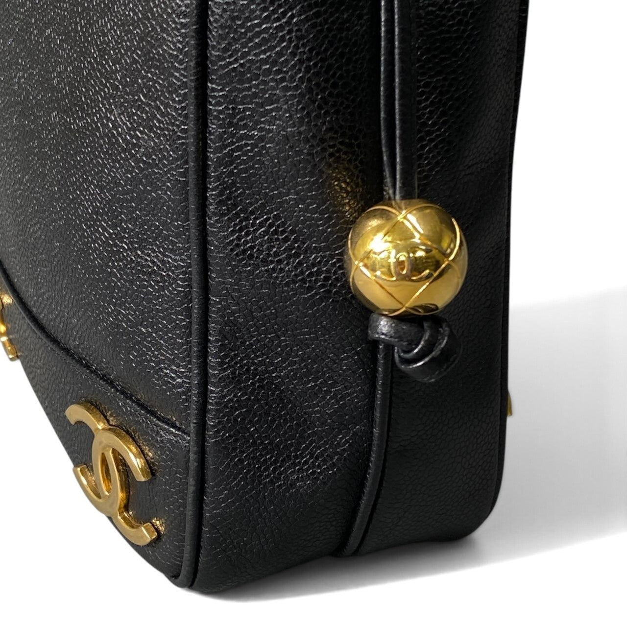 c18 CHANEL シャネル トリプルココマーク キャビアスキン ショルダーバッグ Caviar Skin Triple Coco Chain Shoulder Bag ブラック レザーt18r