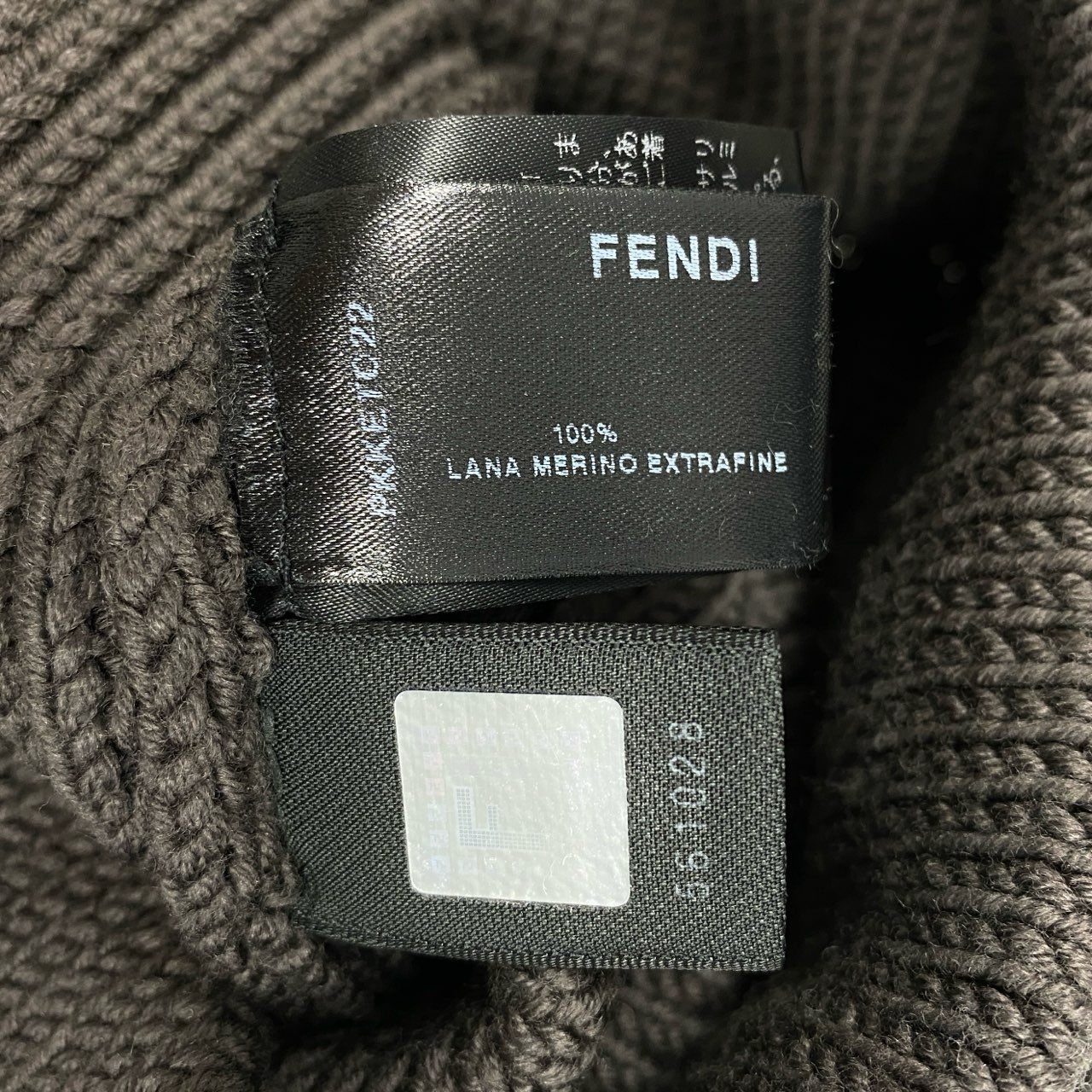 10a13 FENDI フェンディ ロングニットワンピース タイトワンピース 長袖 Vネック イタリア製 レディース 女性用 40 グレー系u02t