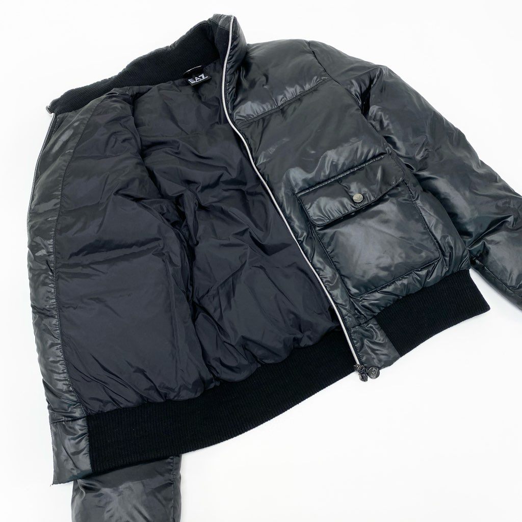 3l27《美品》 EMPORIO ARMANI エンポリオアルマーニ EA7 ダウンジャケット サイズM ブラック DOWN JACKETt18r