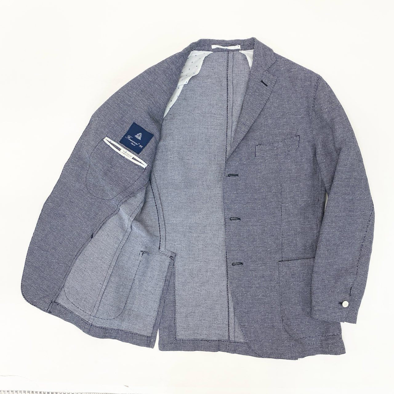 59k1 FINAMORE NAPOLI フィナモレ ナポリ イタリア製 テーラードジャケット ブレザー アンコンジャケット 48 ブルー メンズo07t