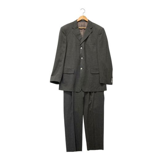 79c26 VERSACE ヴェルサーチ セットアップスーツ フォーマル ストライプ ウールストレッチ メンズ 男性用 52 ダークグレー系u02t