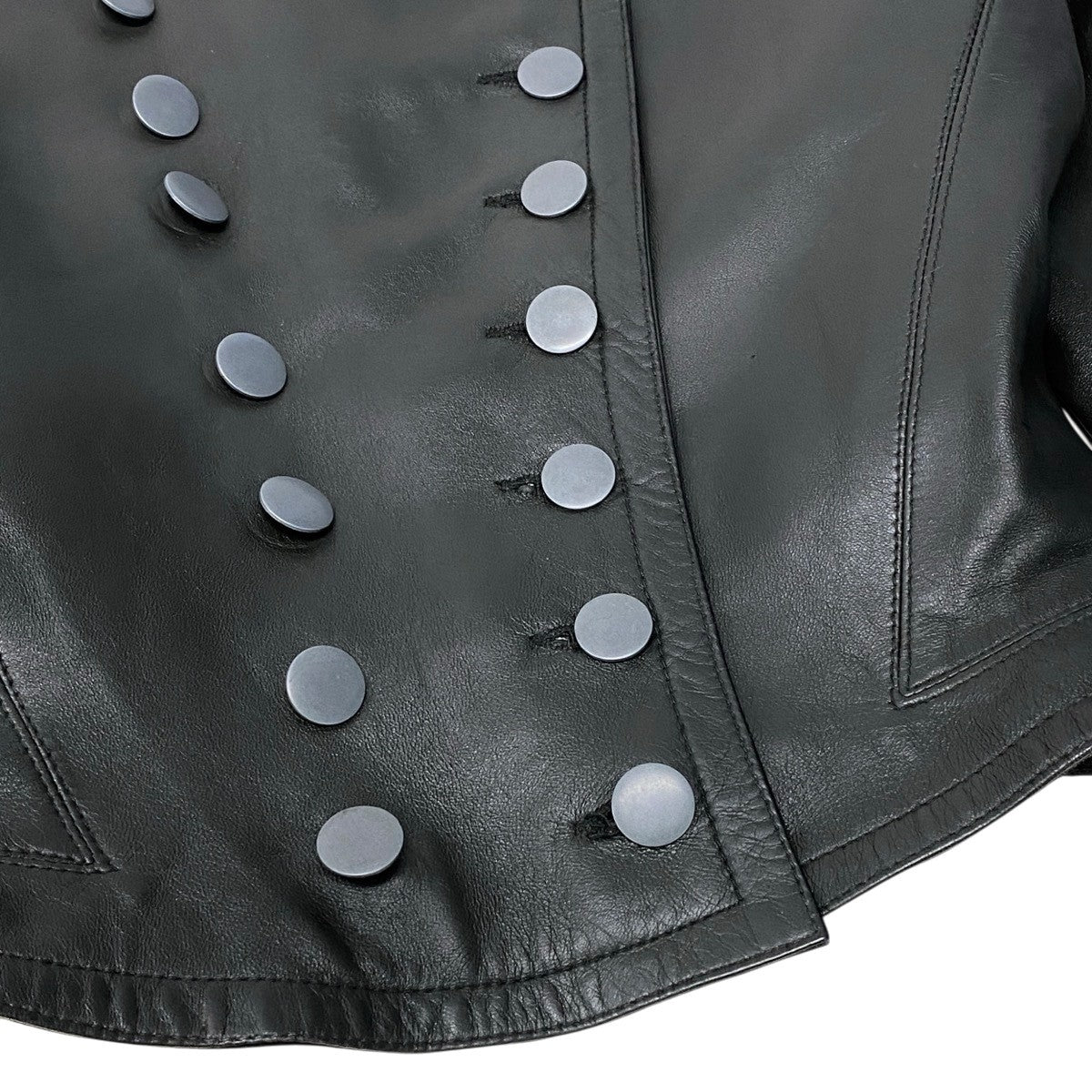 j23 ALAIA PARIS アライア ヴィンテージ レザージャケット ナポレオンジャケット 38 グリーン系 レザー フランス製u02t