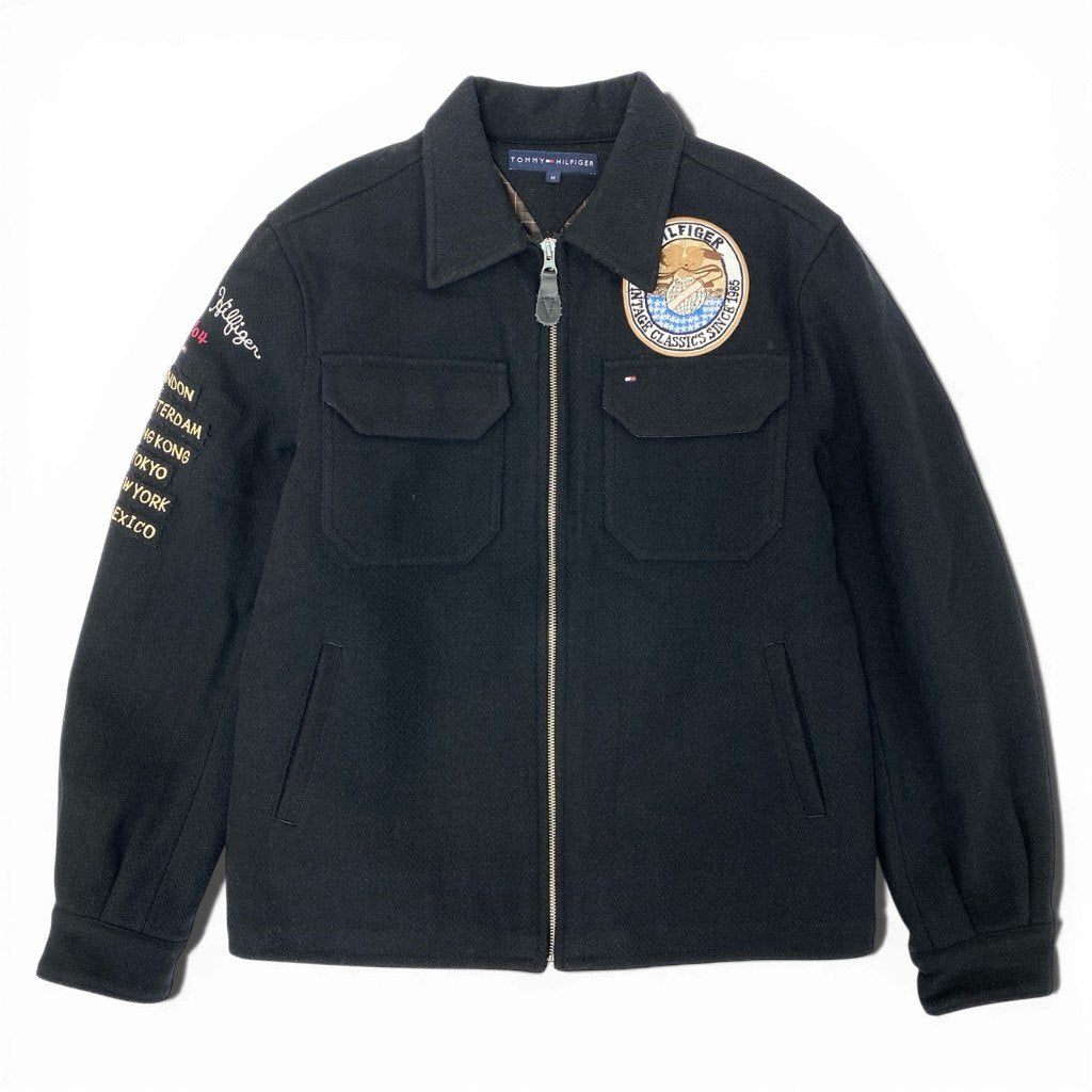 40l25《30着限定品》 TOMMY HILFIGER トミーヒルフィガー Limited Edition 8/30 ツアー スーベニアジャケット M ブラック 日本製 激レアt18r