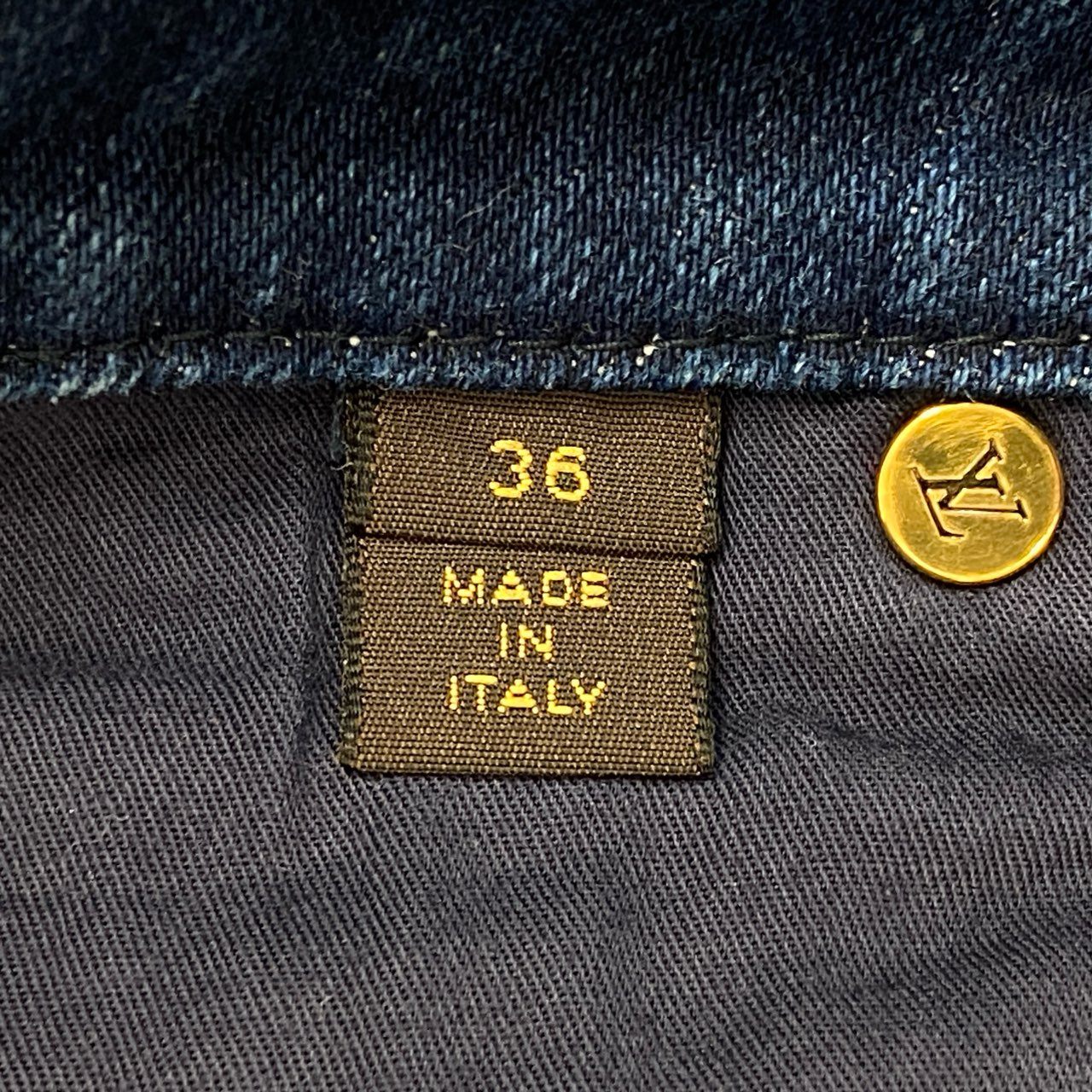 Ia15 LOUIS VUITTON ルイヴィトン モノグラム切替 クロップドデニムパンツ ジーンズ サイズ36 インディゴ レディース ボトムta1