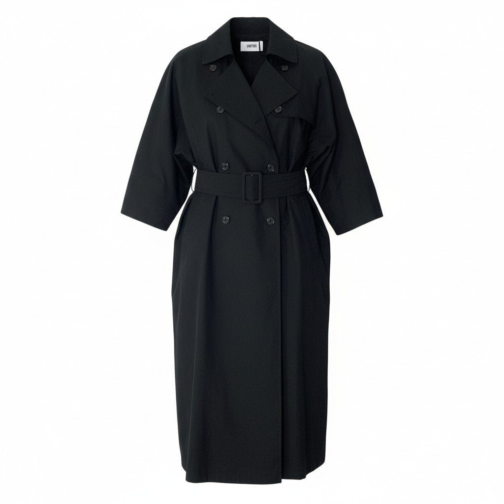 12c7 【未使用】定価8万円 GRIFONI グリフォーニ オーバートレンチコート サイズ38 ブラック レディース 女性用 コート AP STUDIOk02i