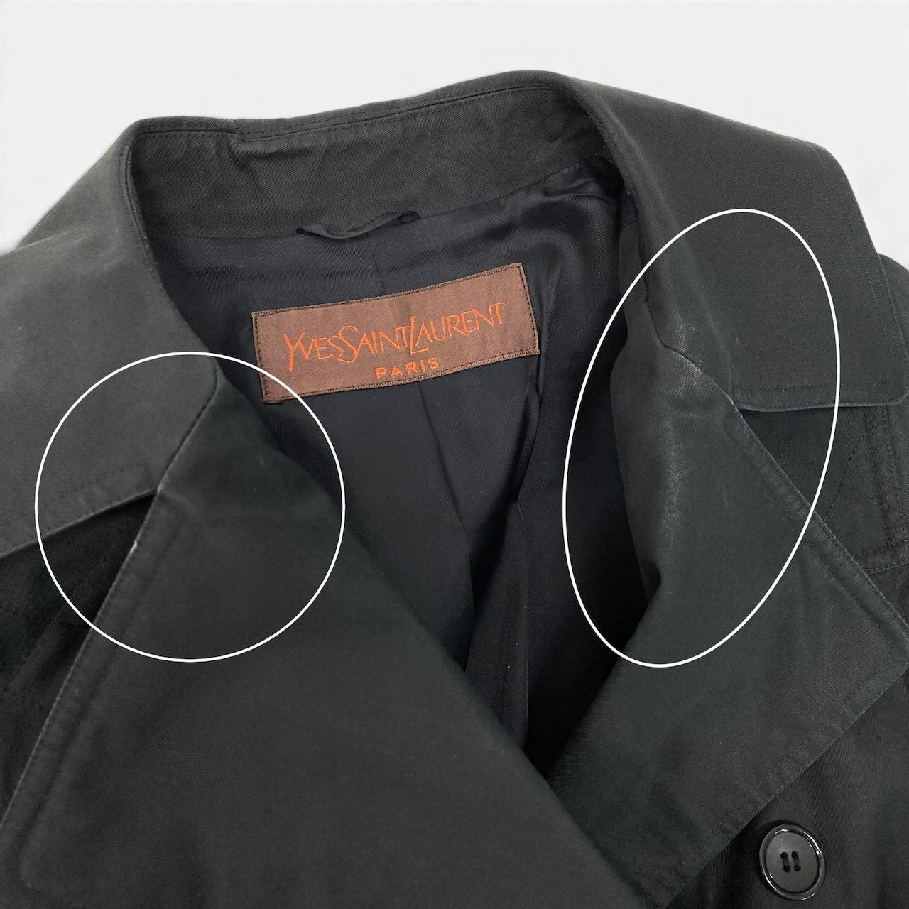 91g27 YVES SAINT LAURENT イヴサンローラン トレンチコート ロングコート ブラック レディース 女性用o07t