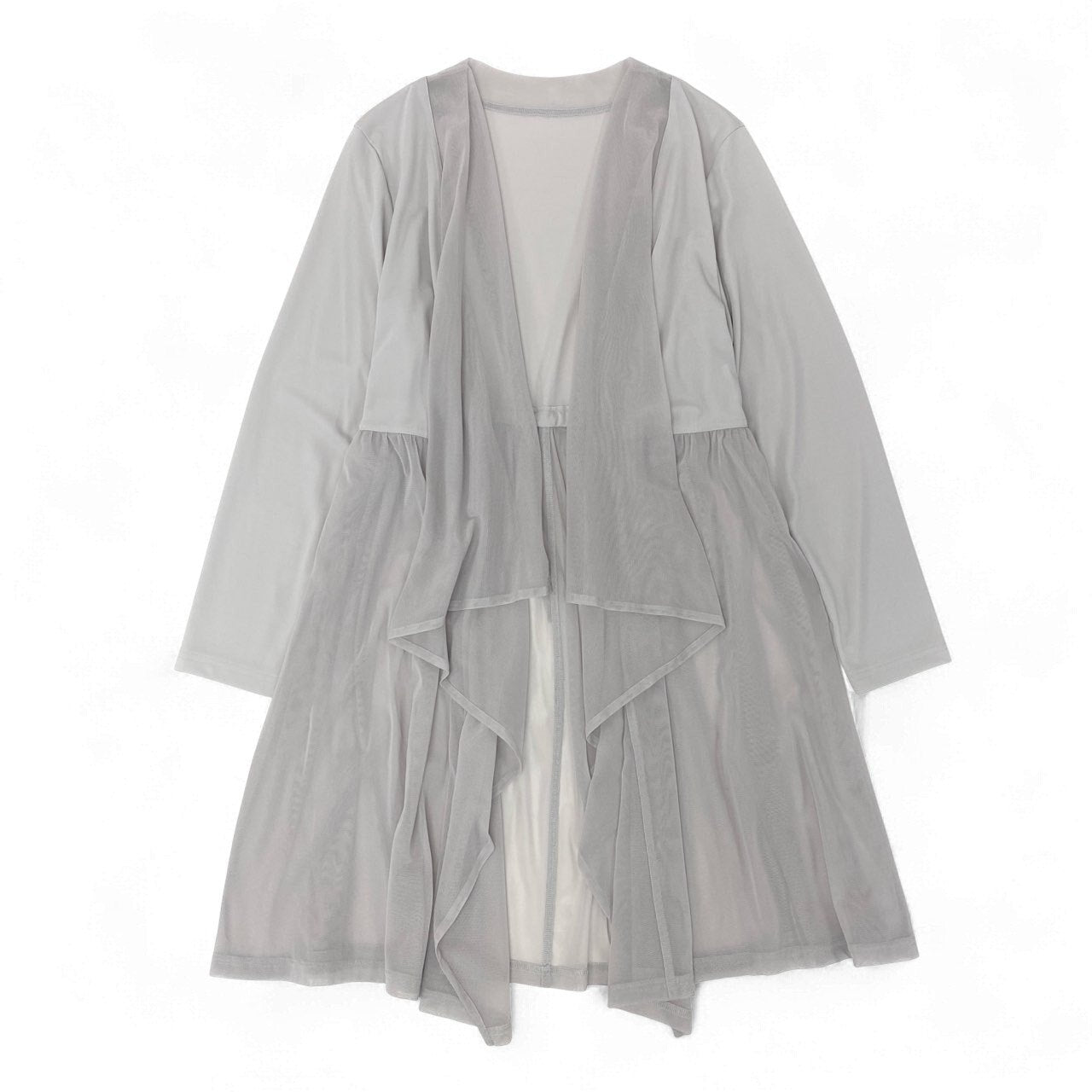 18k20《美品》 TOKUKO 1er VOL トクコプルミエヴォル ロングカーディガン メッシュ切替 ロングスリーブ レディース 女性用 9 ライトグレーu02t