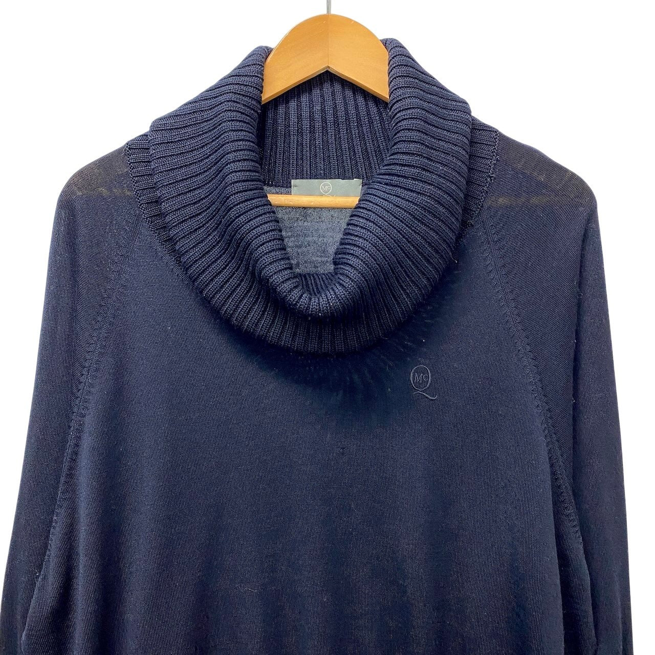 85g5 Alexander McQueen アレキサンダーマックイーン プルオーバーニットセーター タートルネック トップス イタリア製 XSサイズ ネイビー ウール100％ メンズ 男性用u02t