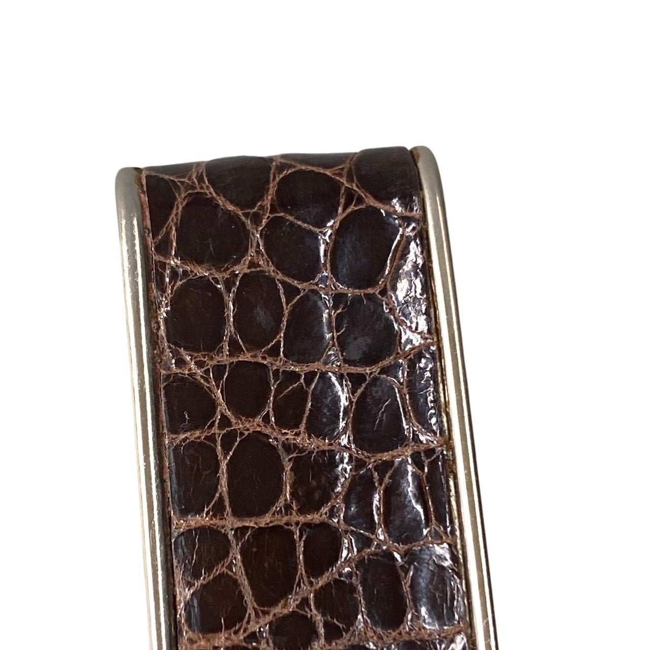 e26 LOEWE ロエベ アナグラム マネークリップ Anagram Logo Money Clip ブラウン シルバー 財布t18r
