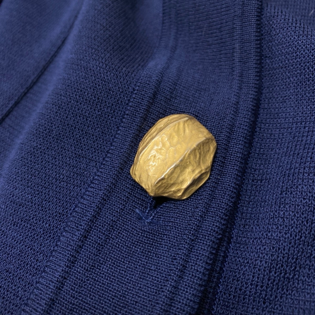 57g14 YVES SAINT LAURENT イヴサンローラン ニットコート ロングカーディガン 金ボタン サイズM ネイビー レディースu02t