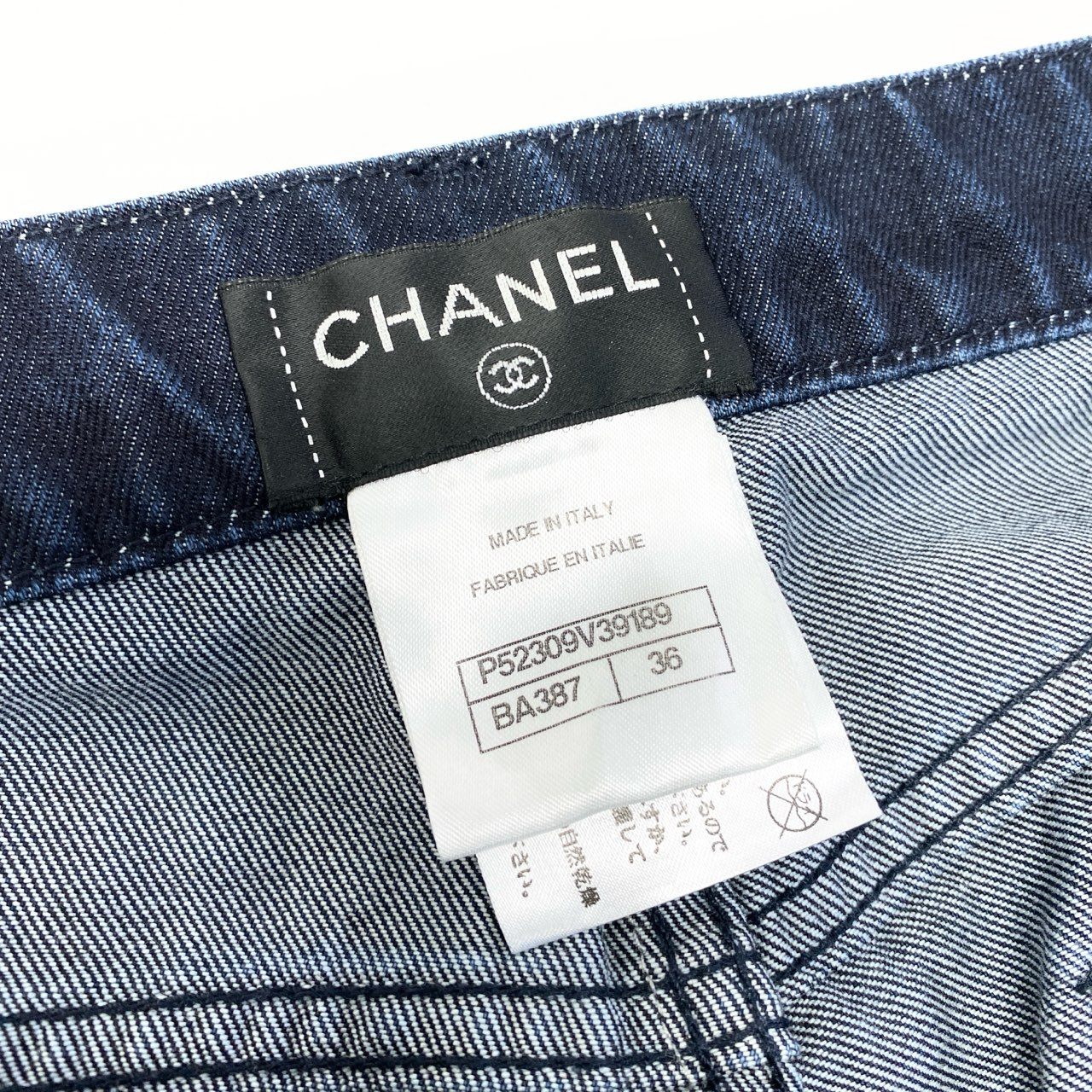 Ca28 CHANEL シャネル P52309 2016 編み込みデザイン 裾ジップ付き デニムパンツ ジーンズ ボトム サイズ36 インディゴ レディース パンツta1