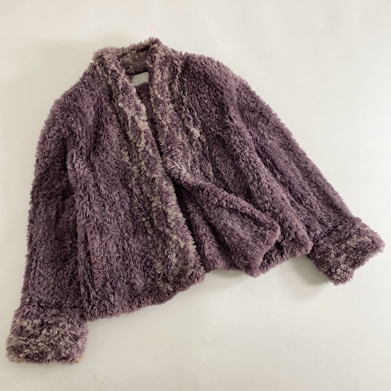 46h8 カナダ製 Paula Lishman Knit Fur ポーラリッシュマンニットファー  サイズM パープル ビーバーヤーン 毛皮コート ビーバーブレート レディース