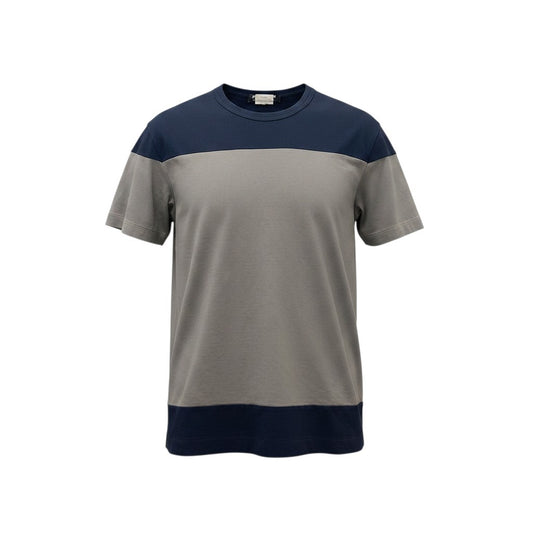 67e14 COMME des GARCONS HOMME DEUX コムデギャルソン オムドゥ 半袖Tシャツ コットンTシャツ バイカラー トップス 日本製 Lサイズ グレー ネイビー コットン100％ メンズ 男性用u02t
