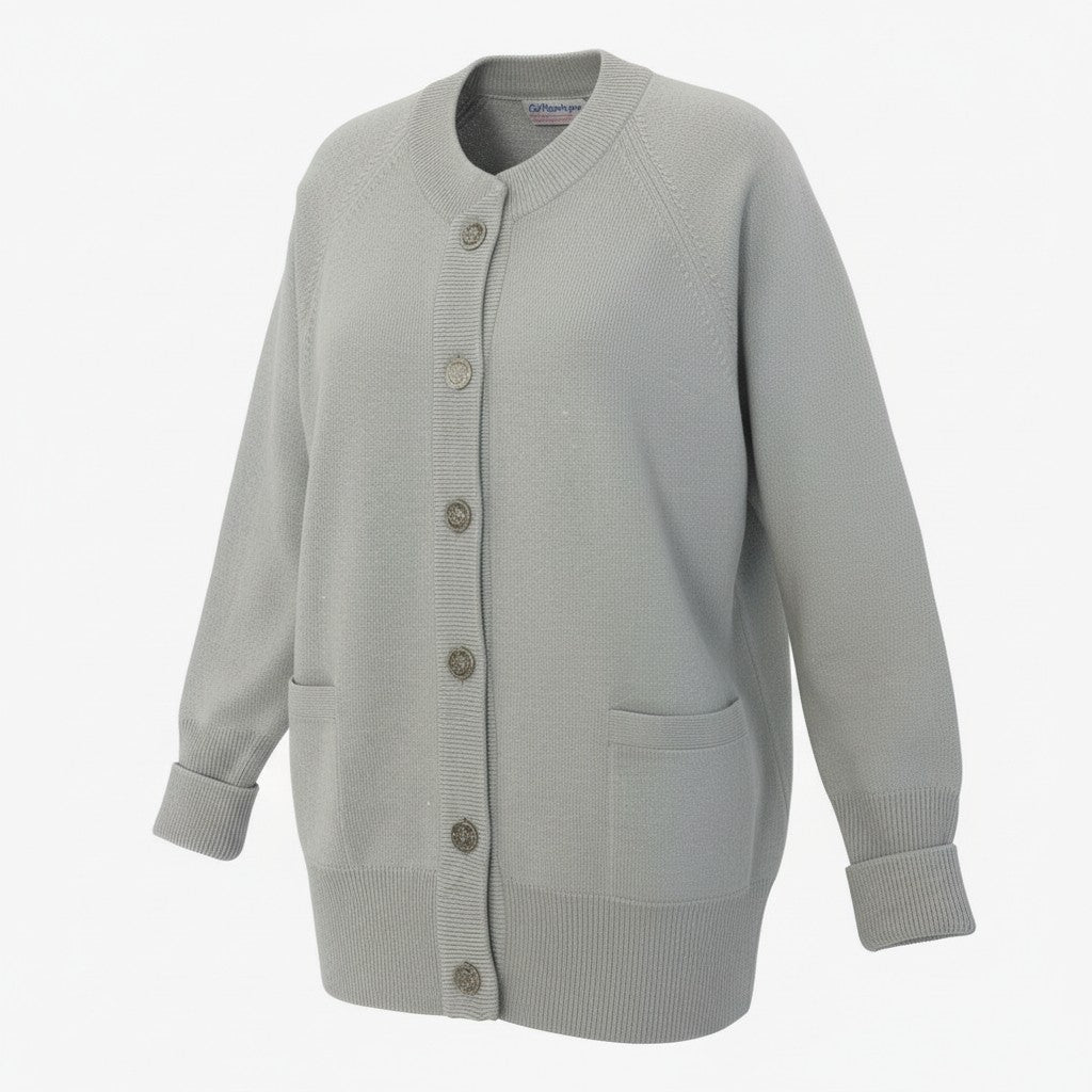 9a19 Ballantyne バランタイン ピュアカシミヤ 100％ カーディガン サイズL ブルーグレー Pure Cashmere スコットランド製t18r