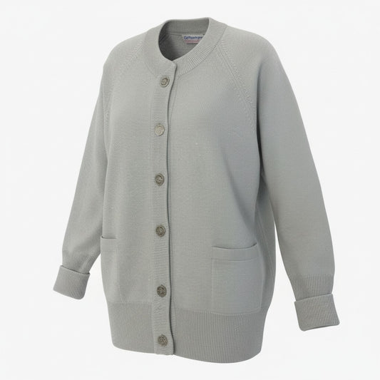 9a19 Ballantyne バランタイン ピュアカシミヤ 100％ カーディガン サイズL ブルーグレー Pure Cashmere スコットランド製t18r