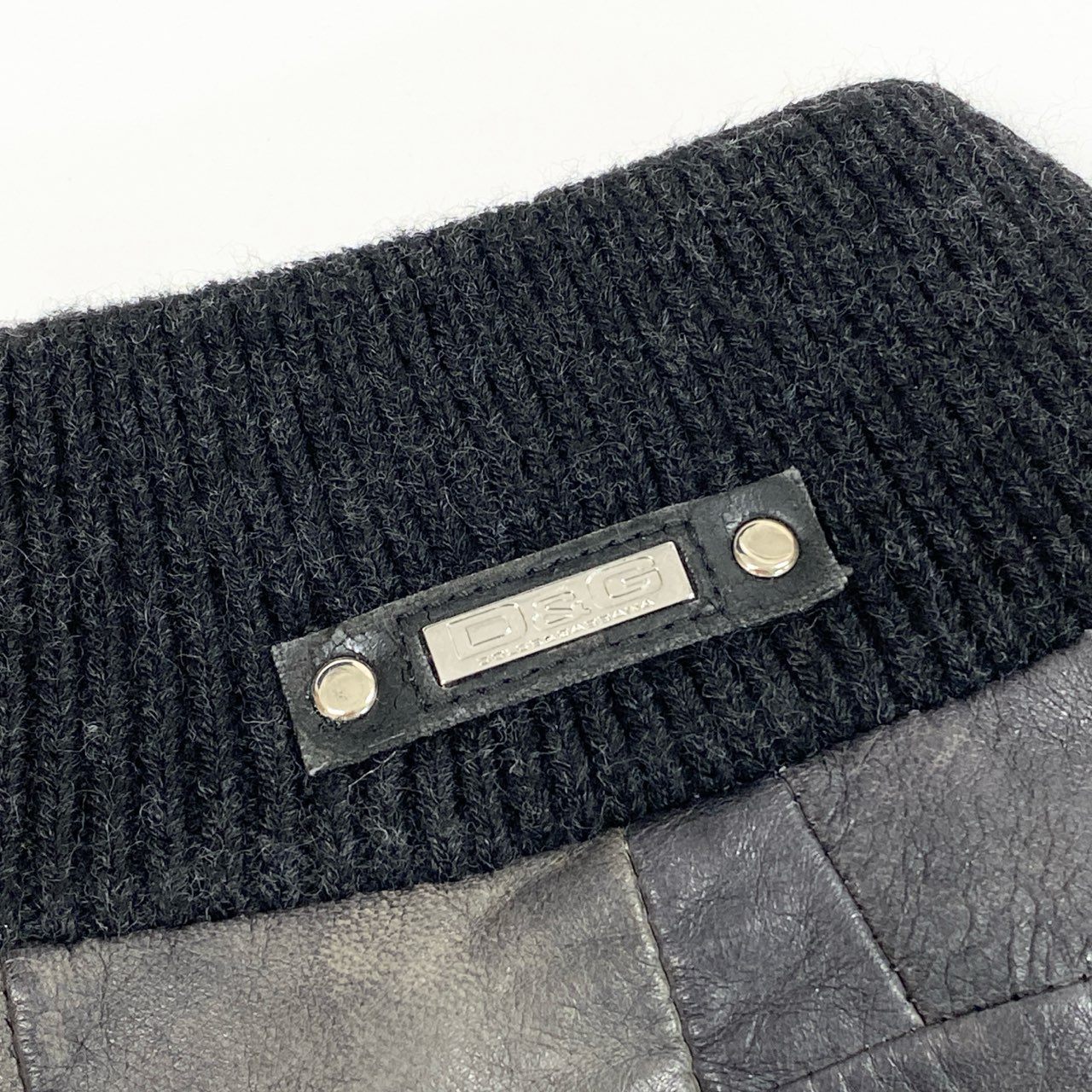 37a19 DOLCE&GABANA D&G ドルチェ＆ガッバーナ パッチワーク レザージャケット 2000’S サイズ44 グレー系 メンズ アウターk02i