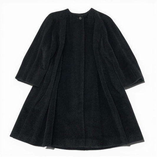 43l25《未使用保管品》定価27万 AGNONA アニオナ アルパカ ウール ロングコート サイズ44 ブラック イタリア製 タグ付きt18r
