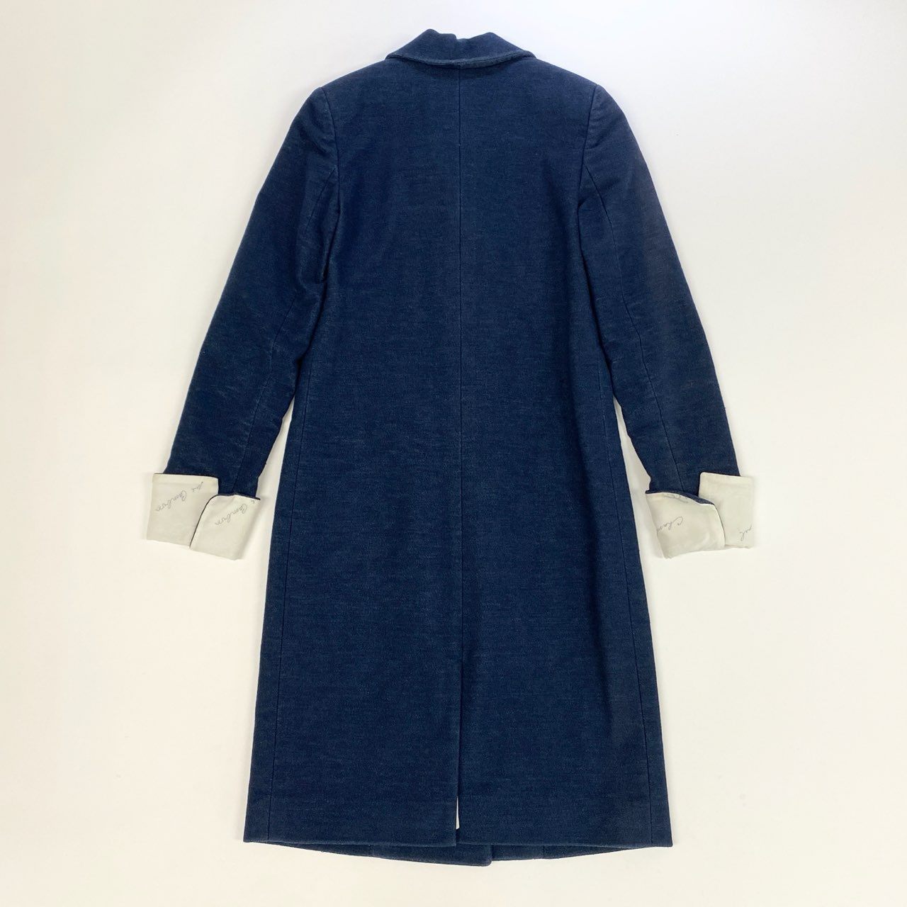 16k10 CHANEL シャネル ココマーク ダブルロングコート P53419V38061 34 インディゴ ブルー デニム 裏地刺繍t18r