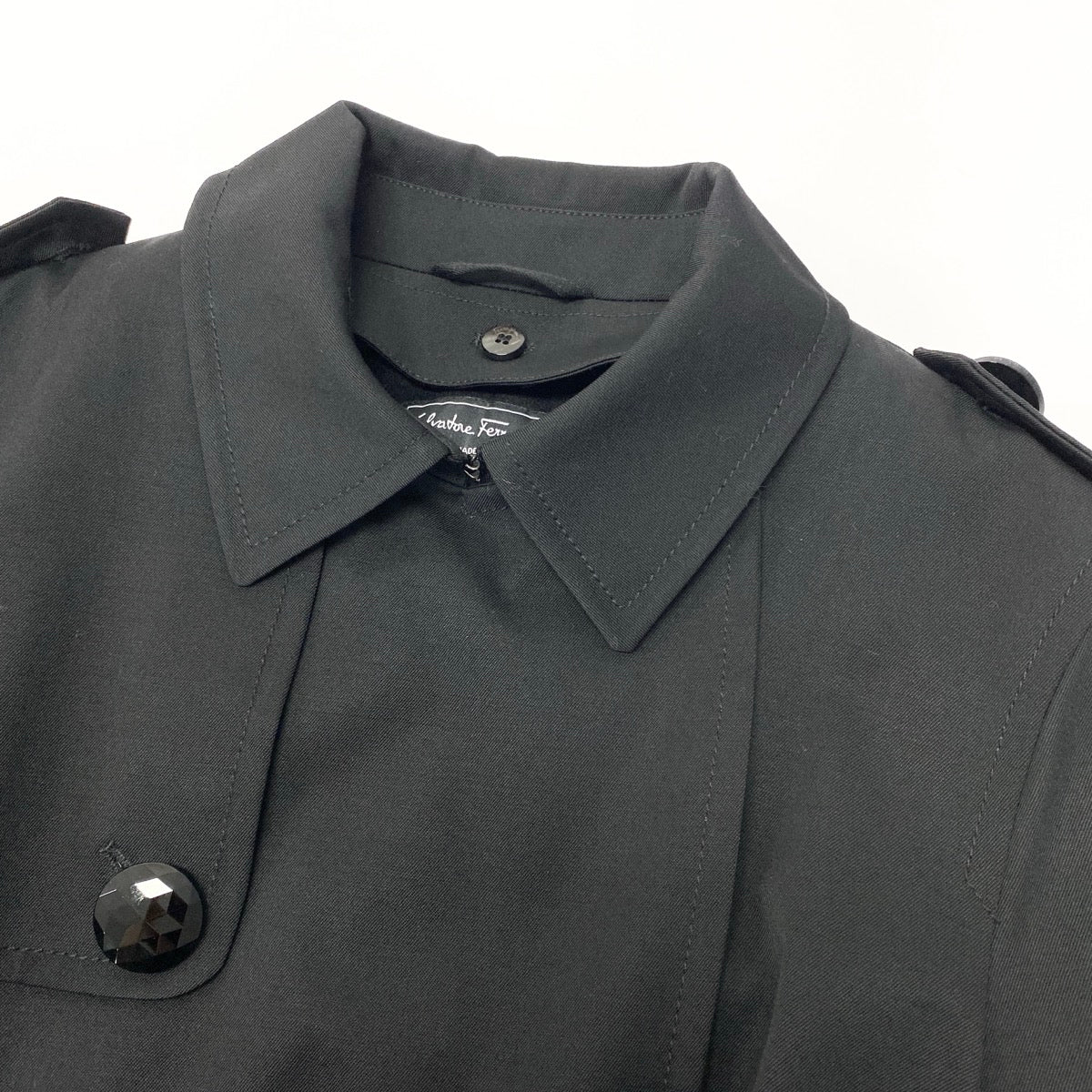 42e13 【美品】Salvatore Ferragamo サルヴァトーレフェラガモ ロングトレンチコート ウールカシミヤコート アウター イタリア製 44サイズ ブラック レディース 女性用u02t