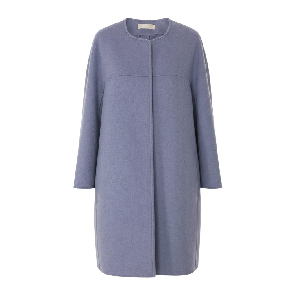 26g14 'S Max Mara エスマックスマーラ クチートアマーノ ノーカラーコート アンゴラ混 サイズ36 ブルー系 レディース 女性用u02t