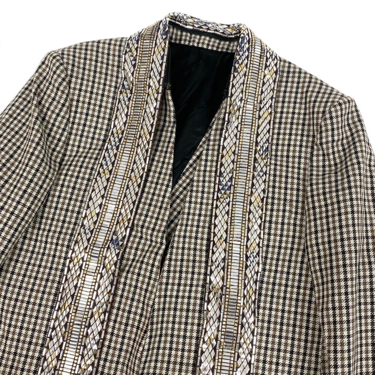 Ij19 【極美品】 LOUIS VUITTON ルイヴィトン 20aw ガンクラブチェック ノーカラージャケット RW202B YXO FJB87 サイズ38 マルチカラー ウール100％ レディースu02t