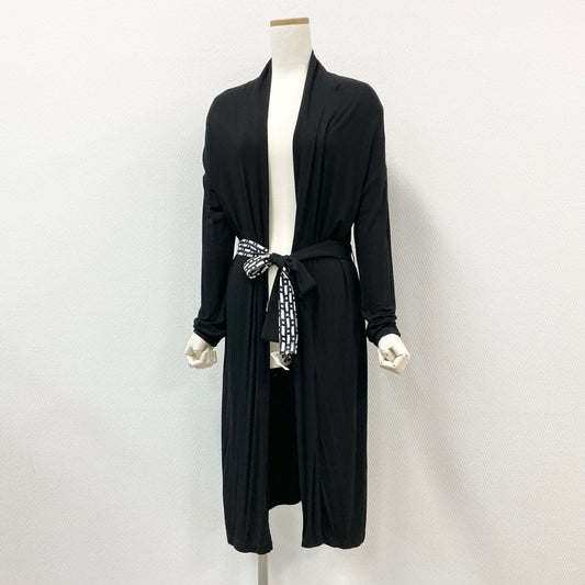 53j17 `S MaxMara エスマックスマーラ TIMELESS ロングニットカーディガン 羽織 ロングスリーブ ウエストリボン レディース 女性用 M ブラックu02t