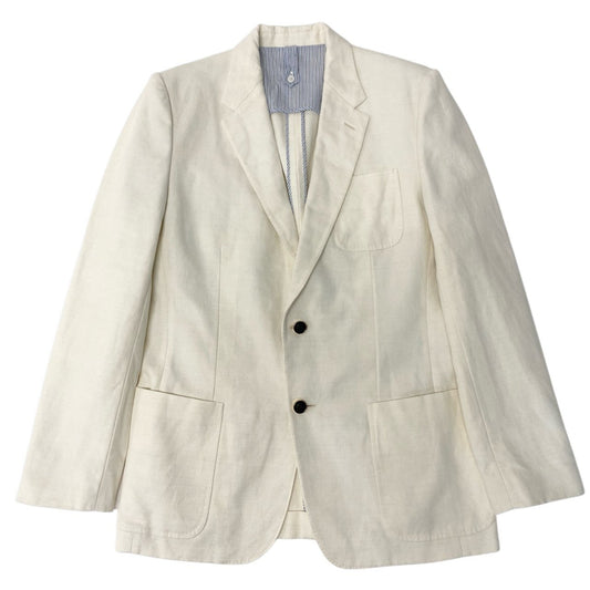 14c5 LOUIS VUITTON ルイヴィトン LVロゴボタン コットンリネン 金ボタン ブレザー テーラードジャケット サイズ50 ホワイト系(生成り) メンズ 男性用 サマージャケットk02i