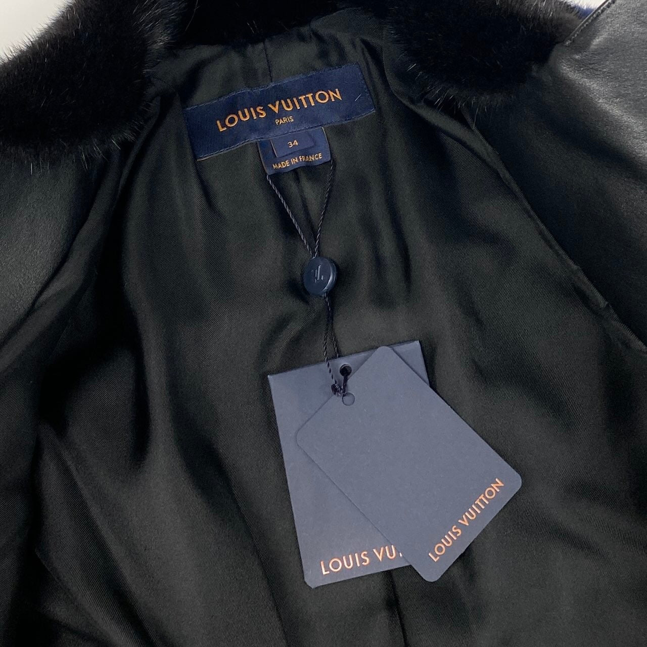 Ec31 《未使用》 LOUIS VUITTON ルイヴィトン 本毛皮 ミンクファー ロングコート Mink Fur Long Coat サイズ34 ブラック フランス製 裏地シルク ベルト付t18r