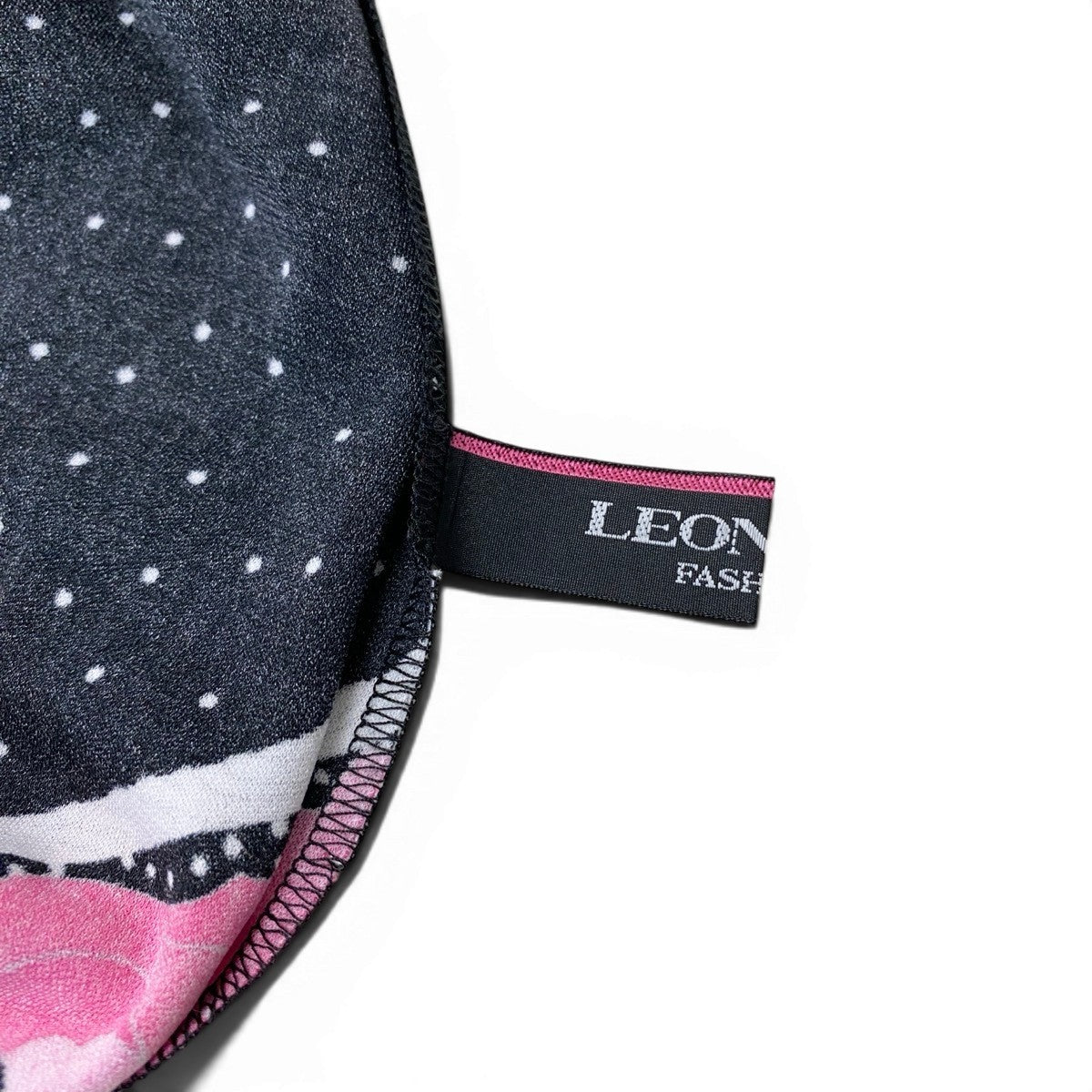 5g13 【美品】 LEONARD FASHION レオナール ラップワンピース 美しい花柄プリント カンカン素材 サイズ36 ブラック ピンク ホワイト レディースu02t