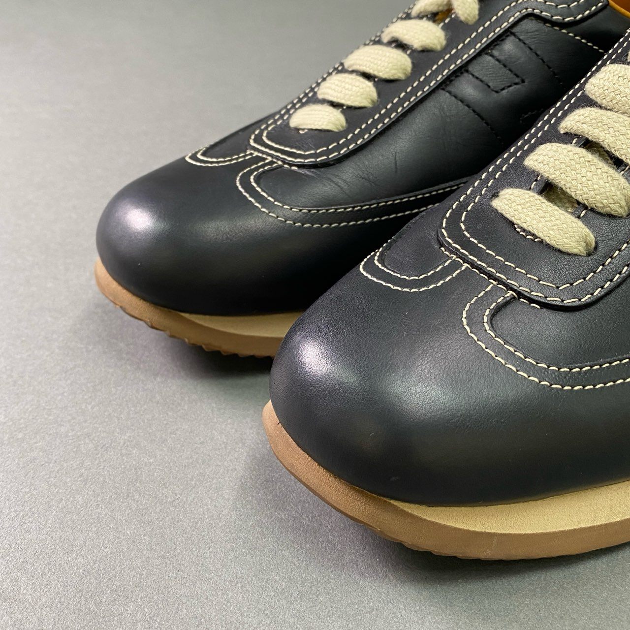 3k12 HERMES エルメス クイック レザー ローカットスニーカー 37 約22cm ブラック Leather Sneakers イタリア製 Hロゴ