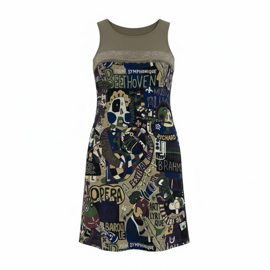 2k19 TOKUKO 1er VOL トクコプルミエヴォル ノースリーブワンピース ロングワンピース 総柄プリント 伸縮ストレッチ 9 カーキ系 レディースu02t